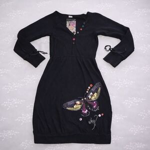 Black Butterfly Embroidered Desigual Dress